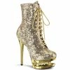 Pleaser Exotic Dancing BLONDIE-R-1020 - Gold Sequins/Gold Chrome
