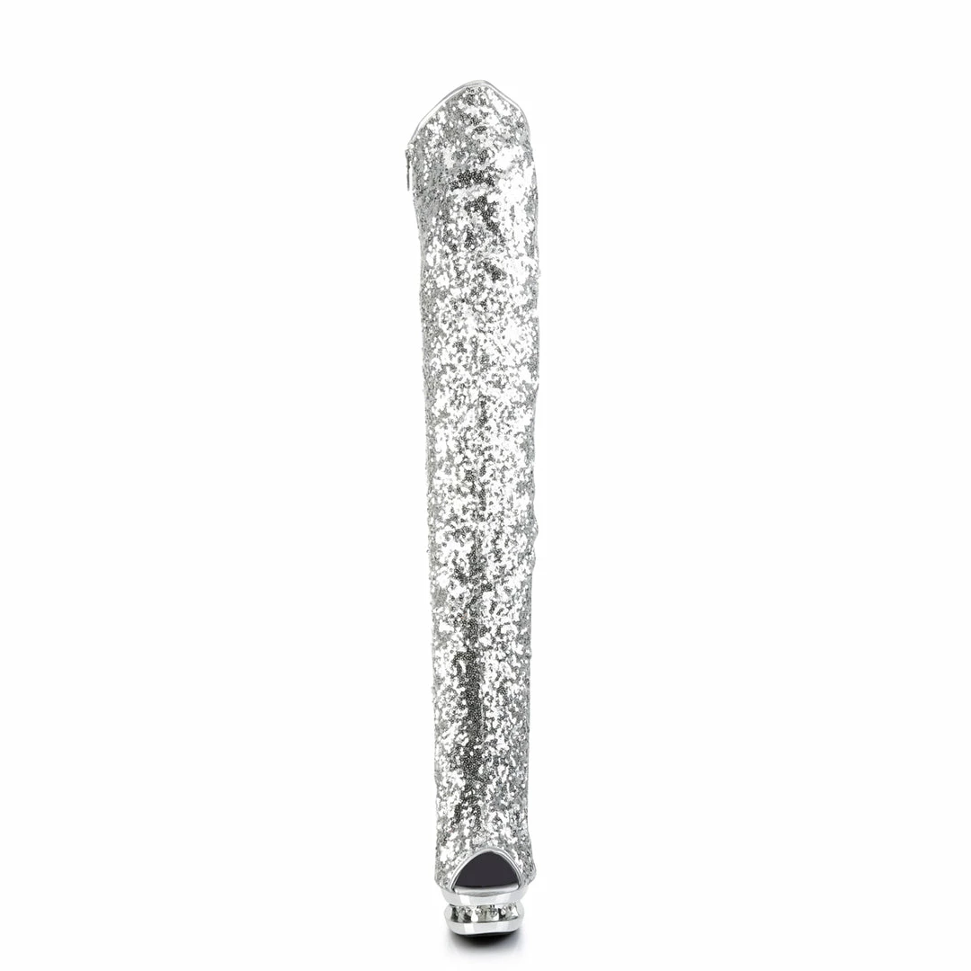 Pleaser Exotic Dancing BLONDIE-R-3011 - Slv Sequins/Slv Chrome 4 Pleaser Exotic Dancing BLONDIE-R-3011 - Slv Sequins/Slv Chrome