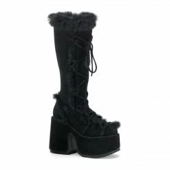 Demonia CAMEL-311 - Blk Vegan Suede