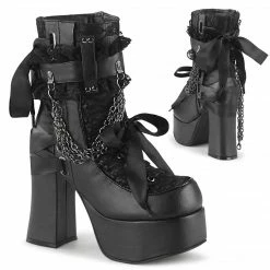 Demonia CHARADE-110 - Blk Vegan Leather-Lace Overlay