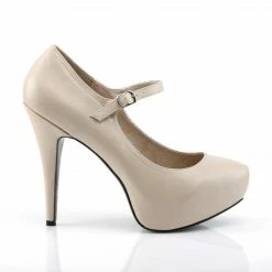 Pleaser Pink Label CHLOE-02 - Cream Faux Leather 11 Pleaser Pink Label CHLOE-02 - Cream Faux Leather