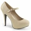 Pleaser Pink Label CHLOE-02 - Cream Faux Leather 2 Pleaser Pink Label CHLOE-02 - Cream Faux Leather
