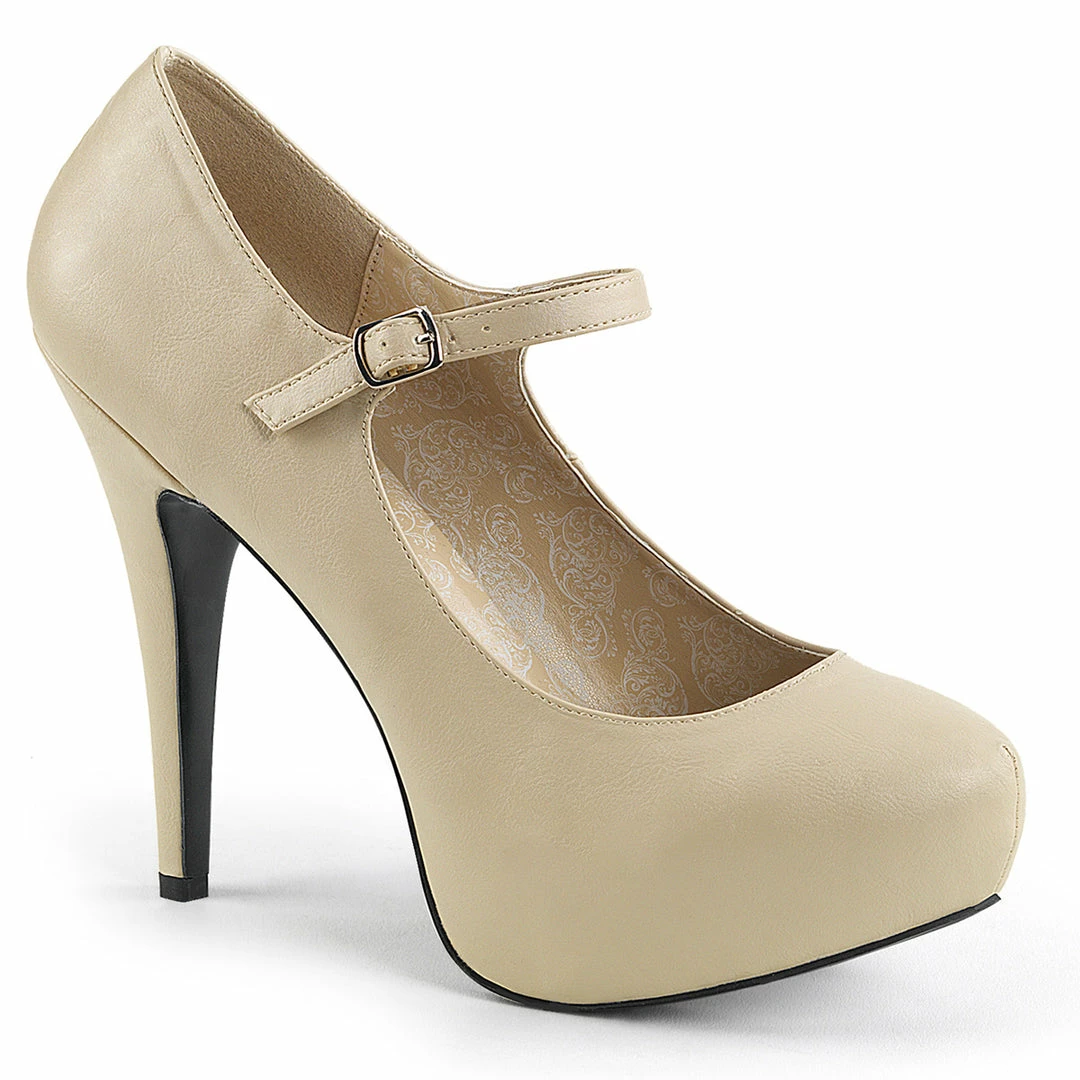 Pleaser Pink Label CHLOE-02 - Cream Faux Leather 3 Pleaser Pink Label CHLOE-02 - Cream Faux Leather