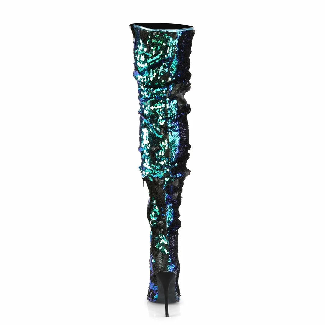 Pleaser Drag Queen COURTLY-3011 - Green Iridescent Sequins 6 Pleaser Drag Queen COURTLY-3011 - Green Iridescent Sequins