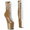 Pleaser CRAZE-1040TT - Taupe-Wht Pat/Taupe-Wht Exotic Dancing