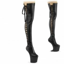 Pleaser Exotic Dancing CRAZE-3050 - Blk Str. Faux Leather/Blk Matte