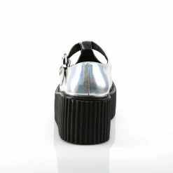 Demonia CREEPER-214 - Slv Hologram-Blk Vegan Leather Punk & Goth