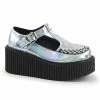 Demonia CREEPER-214 - Slv Hologram-Blk Vegan Leather Punk & Goth