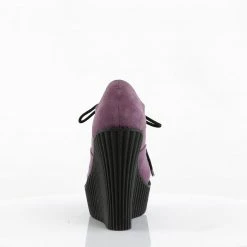 Demonia CREEPER-304 - Purple Vegan Suede-Leopard Printed Pony Hair