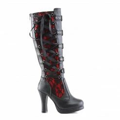 Demonia CRYPTO-106 - Blk-Red Vegan Leather Punk & Goth