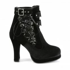 Demonia CRYPTO-51 - Blk Velvet-Lace Punk & Goth