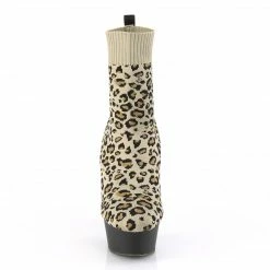 Pleaser DELIGHT-1002LP - Tan Str. Leopard Print Fabric/Blk Matte
