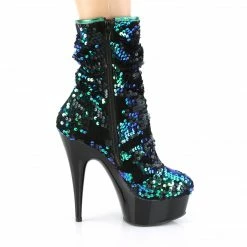 Pleaser DELIGHT-1004 - Green Iridescent Sequins/Blk 11 Pleaser DELIGHT-1004 - Green Iridescent Sequins/Blk