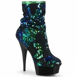 Pleaser DELIGHT-1004 - Green Iridescent Sequins/Blk