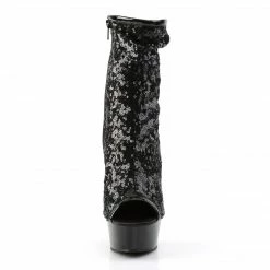 Pleaser DELIGHT-1008SQ - Blk Sequins/Dark Pewter Chrome