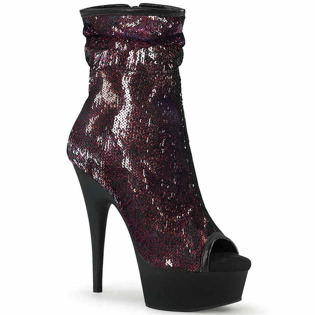 Pleaser DELIGHT-1008SQ - Burgundy Sequins/Blk Matte 3 Pleaser DELIGHT-1008SQ - Burgundy Sequins/Blk Matte