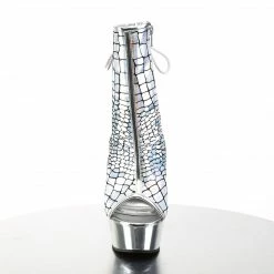 Pleaser DELIGHT-1018HG - Slv Hologram Ostrich Pu/Slv Chrome Exotic Dancing