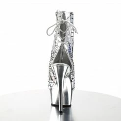 Pleaser DELIGHT-1018HG - Slv Hologram Ostrich Pu/Slv Chrome Exotic Dancing
