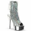 Pleaser DELIGHT-1018HG - Slv Hologram Ostrich Pu/Slv Chrome Exotic Dancing