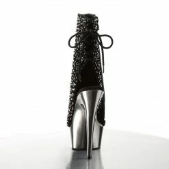 Pleaser DELIGHT-1018RS - Blk Velvet-Pewter RS/ Pewter Chrome Exotic Dancing