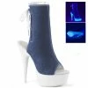Pleaser DELIGHT-1018SK - Denim Blue Canvas/Neon White Exotic Dancing