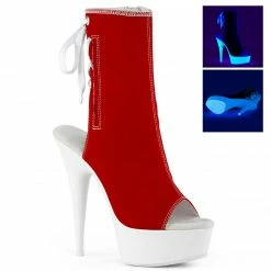 Pleaser Exotic Dancing DELIGHT-1018SK - Red Canvas/Neon White