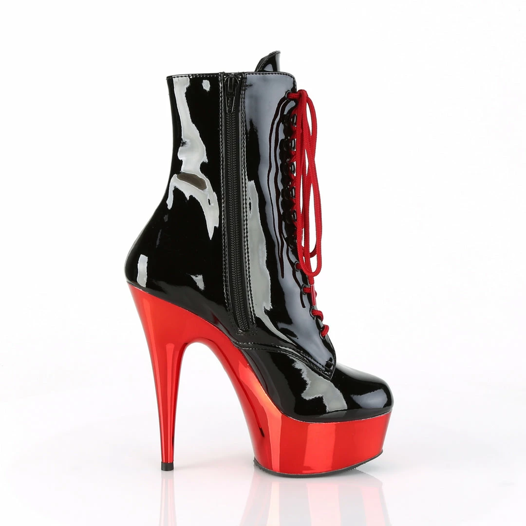 Pleaser DELIGHT-1020 - Blk Pat/Red Chrome 7 Pleaser DELIGHT-1020 - Blk Pat/Red Chrome