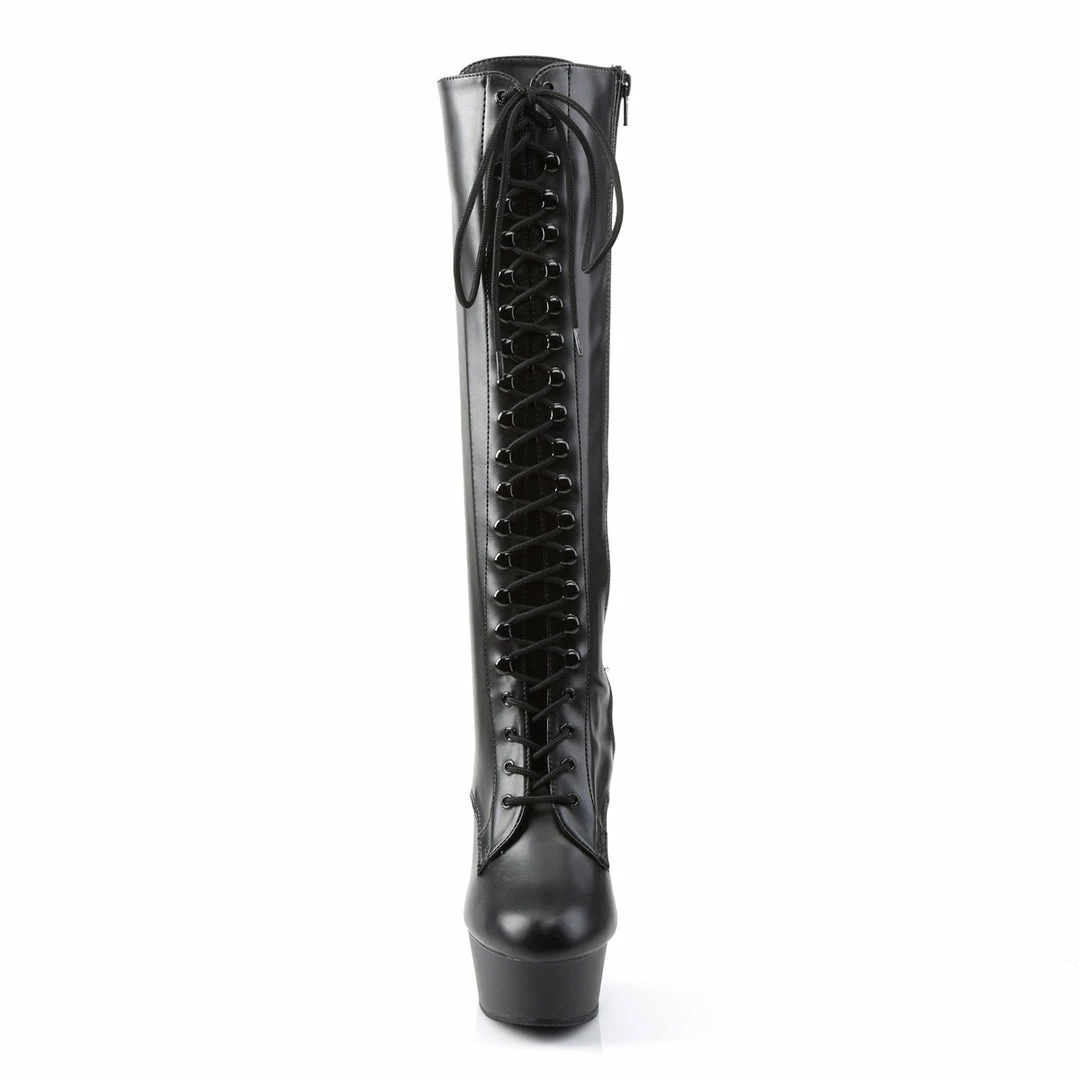 Pleaser Drag Queen DELIGHT-2023 - Blk Str Faux Leather/Blk Matte 4 Pleaser Drag Queen DELIGHT-2023 - Blk Str Faux Leather/Blk Matte