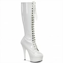Pleaser DELIGHT-2023 - Wht Str Pat/Wht Drag Queen