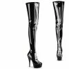 Pleaser Exotic Dancing DELIGHT-3000BONE - Blk Str. Pat/Blk