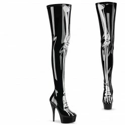Pleaser Exotic Dancing DELIGHT-3000BONE - Blk Str. Pat/Blk