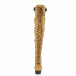 Pleaser DELIGHT-3000TL - Tan Nubuck Faux Leather/Dark Brown Matte Exotic Dancing
