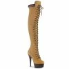 Pleaser DELIGHT-3000TL - Tan Nubuck Faux Leather/Dark Brown Matte Exotic Dancing