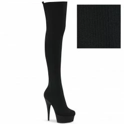 Pleaser Exotic Dancing DELIGHT-3002-1 - Blk Stretch Knit Fabric/Blk Matte