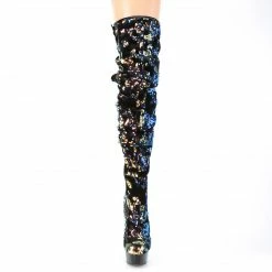 Pleaser Exotic Dancing DELIGHT-3004 - Blue Iridescent Sequins/Blk