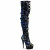 Pleaser Exotic Dancing DELIGHT-3004 - Blue Iridescent Sequins/Blk 2 Pleaser Exotic Dancing DELIGHT-3004 - Blue Iridescent Sequins/Blk