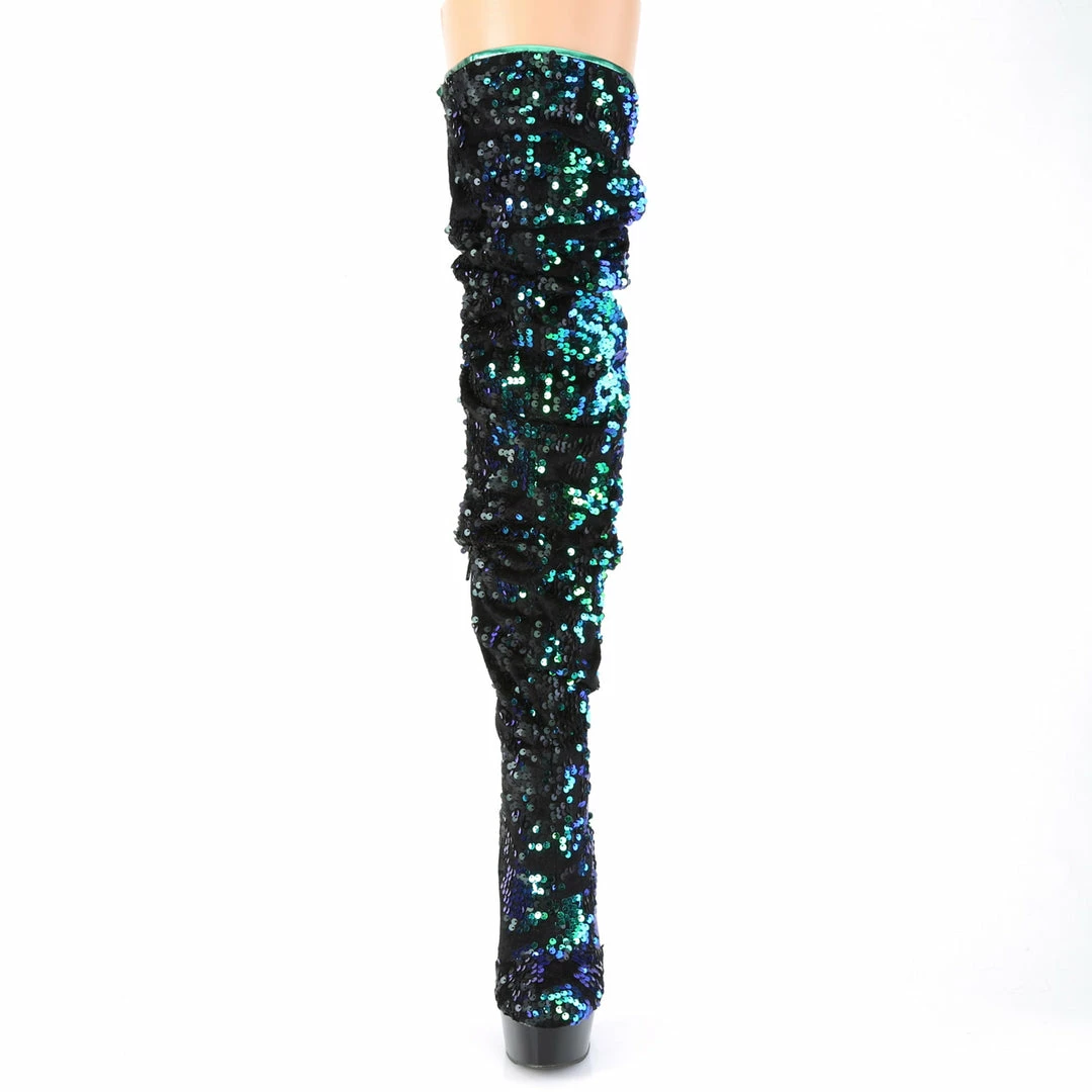 Pleaser DELIGHT-3004 - Green Iridescent Sequins/Blk 4 Pleaser DELIGHT-3004 - Green Iridescent Sequins/Blk