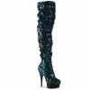 Pleaser DELIGHT-3004 - Green Iridescent Sequins/Blk