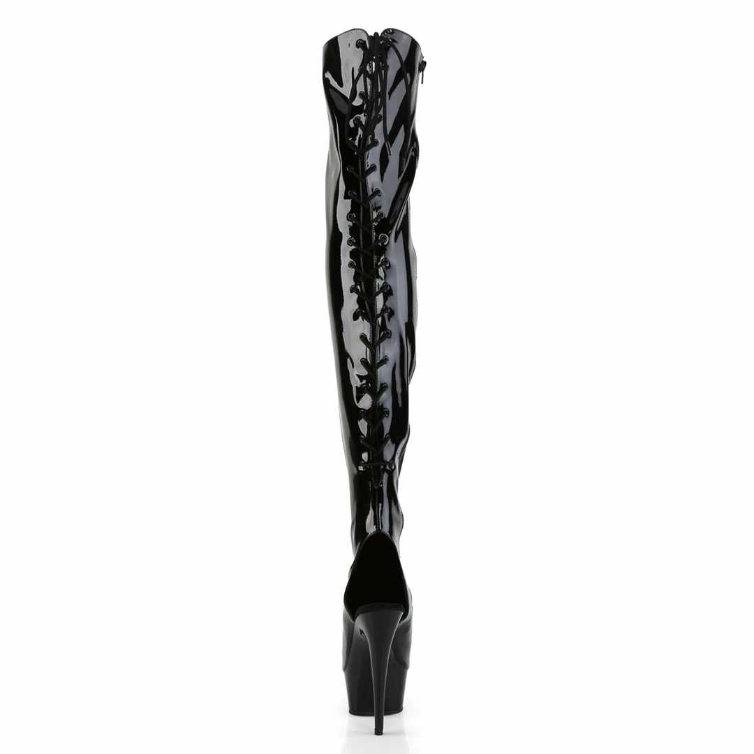 Pleaser Exotic Dancing DELIGHT-3017 - Blk Str Pat/Blk 6 Pleaser Exotic Dancing DELIGHT-3017 - Blk Str Pat/Blk