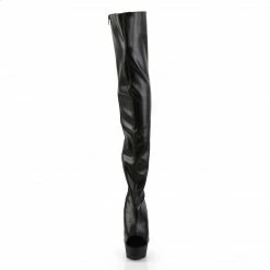 Pleaser DELIGHT-3017 - Blk Str Faux Leather/Blk