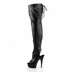 Pleaser DELIGHT-3017 - Blk Str Faux Leather/Blk