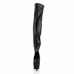 Pleaser DELIGHT-3017 - Blk Str Faux Leather/Blk