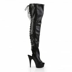 Pleaser DELIGHT-3017 - Blk Str Faux Leather/Blk