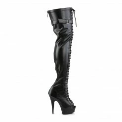 Pleaser Exotic Dancing DELIGHT-3025 - Blk Str Faux Leather/Blk Matte