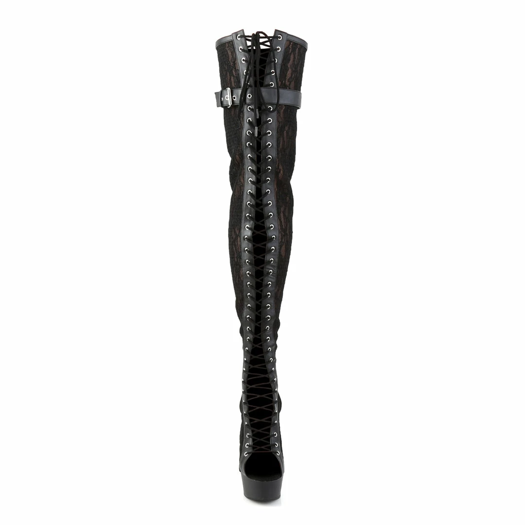 Pleaser DELIGHT-3025ML - Blk Faux Leather-Mesh-Lace/Blk Matte Exotic Dancing 4 Pleaser DELIGHT-3025ML - Blk Faux Leather-Mesh-Lace/Blk Matte Exotic Dancing