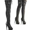Pleaser DELIGHT-3025ML - Blk Faux Leather-Mesh-Lace/Blk Matte Exotic Dancing