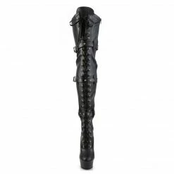 Pleaser DELIGHT-3028 - Blk Str Faux Leather/Blk Matte