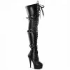 Pleaser DELIGHT-3028 - Blk Str Faux Leather/Blk Matte