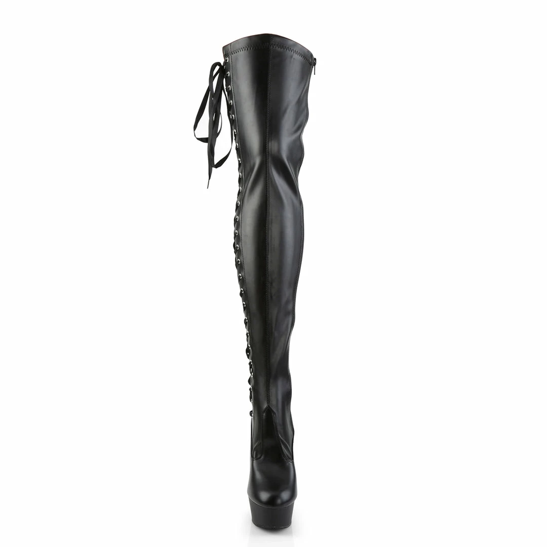 Pleaser Exotic Dancing DELIGHT-3050 - Blk Str Faux Leather/Blk Matte 4 Pleaser Exotic Dancing DELIGHT-3050 - Blk Str Faux Leather/Blk Matte
