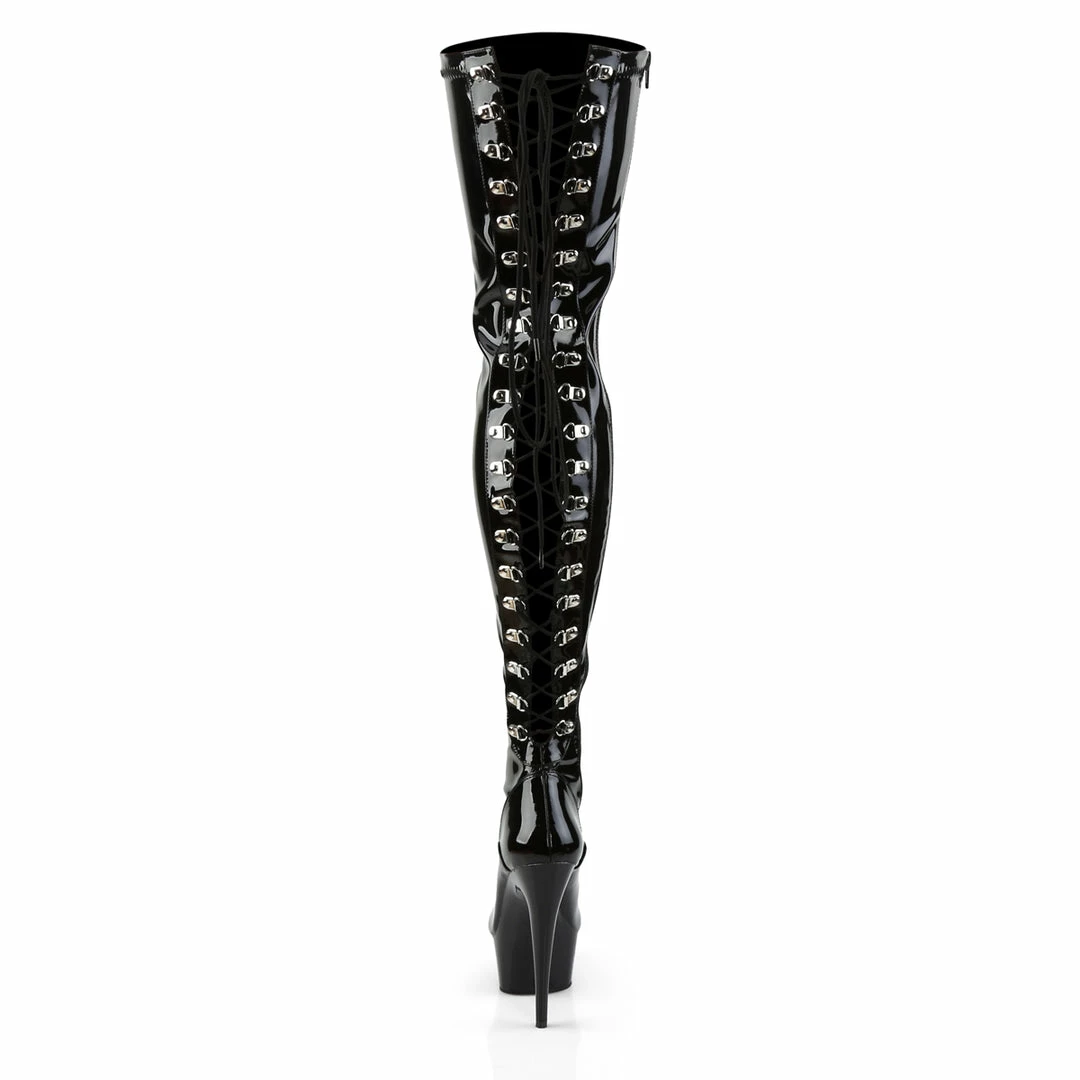 Pleaser DELIGHT-3063 - Blk Str Pat/Blk 6 Pleaser DELIGHT-3063 - Blk Str Pat/Blk